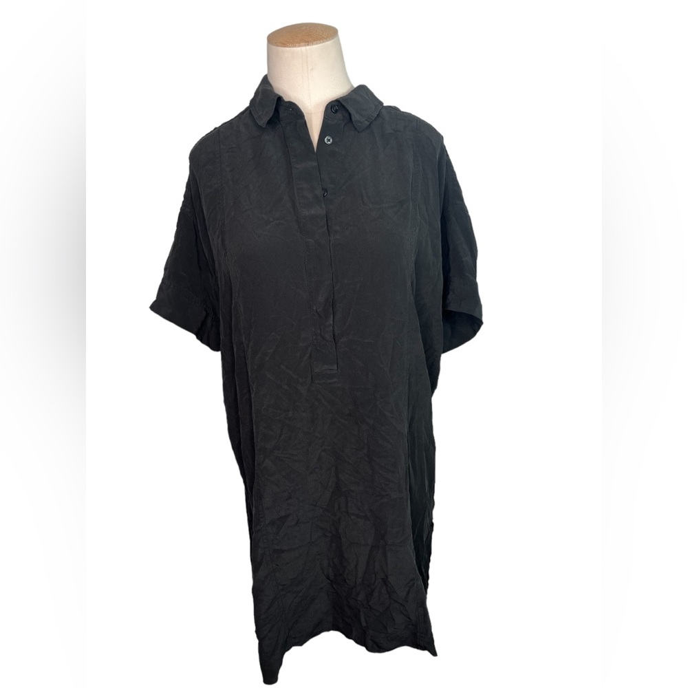 Athleta Black Silk Shirt Dress Medium